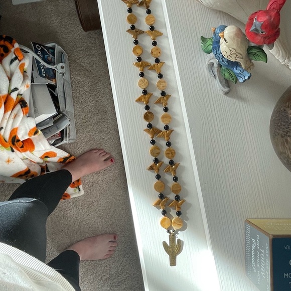 Vintage western coastal cowgirl agate beaded handmade boutique stone necklace - Picture 5 of 5